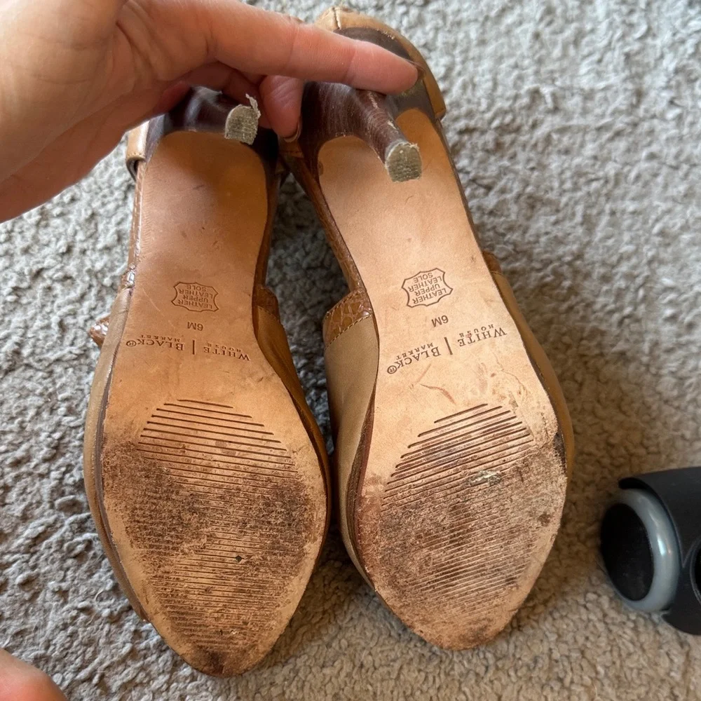 White House Black Market Brown Peep Toe Heels